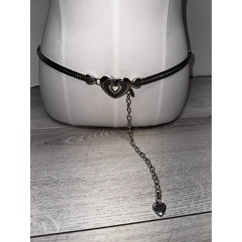 Vintage Brighton Heart silver tone belt size M 32 1/2 -41 inches